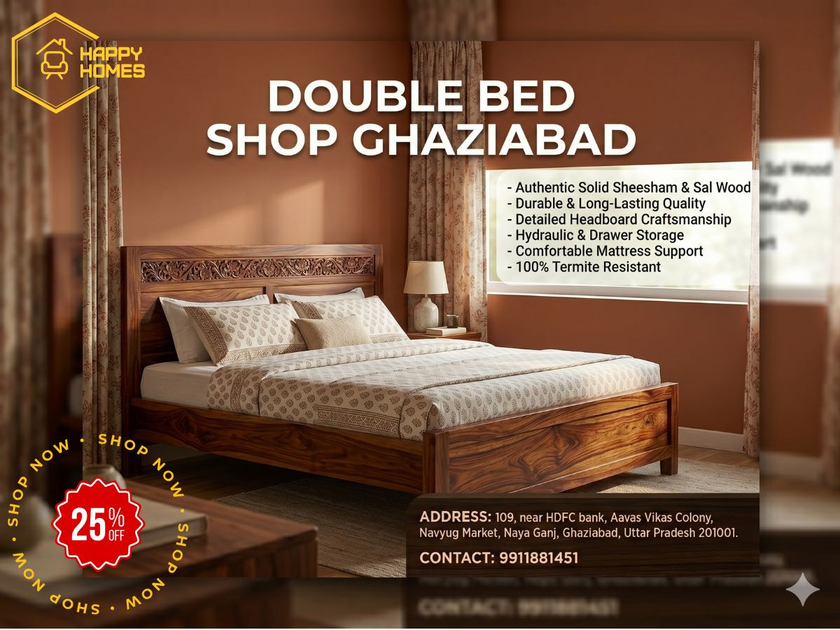 Top-Rated Double Bed Shop in Ghaziabad | Happy Homes Furniture