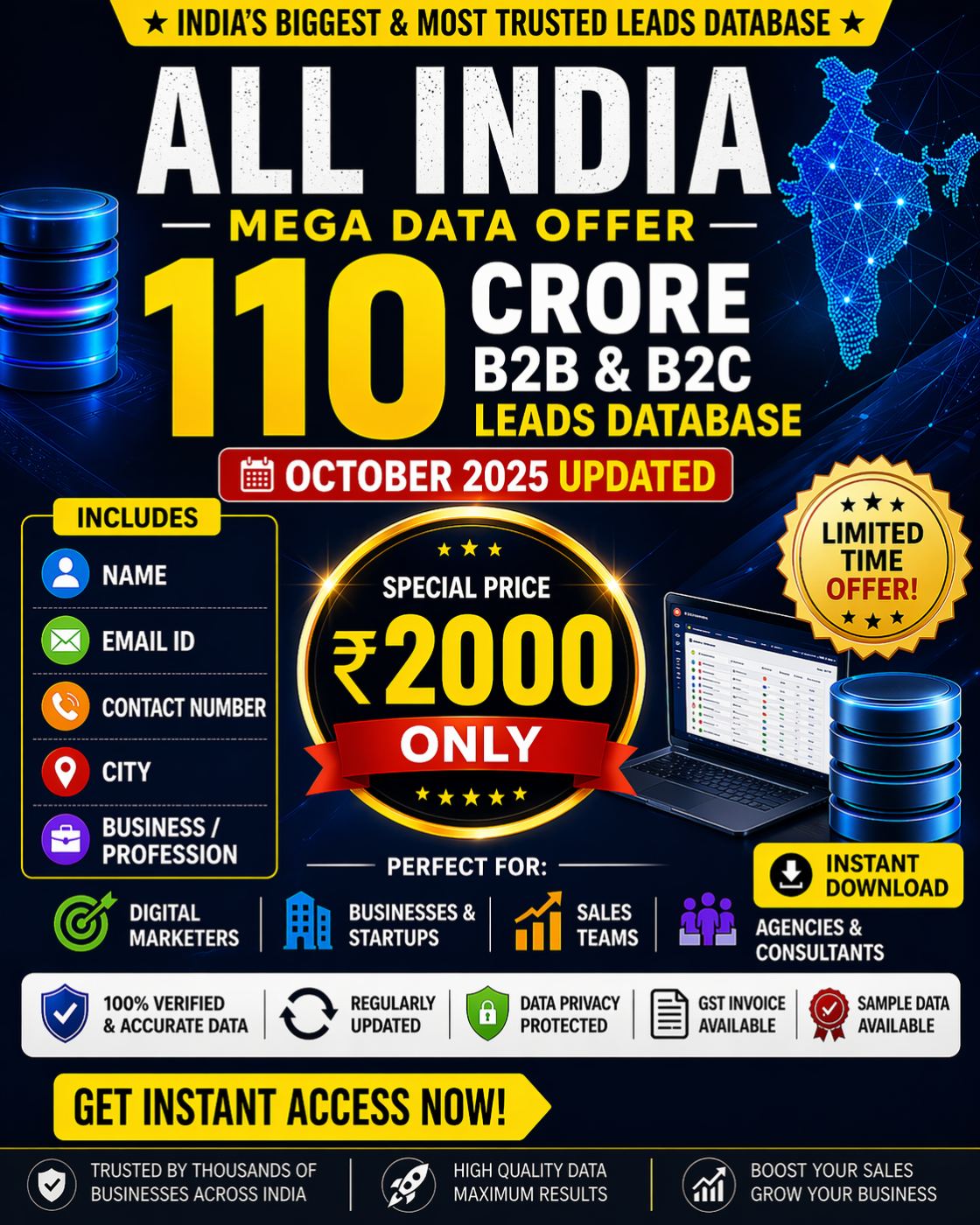 All India 110 CR B2B & B2C Leads Database (139 Categories)